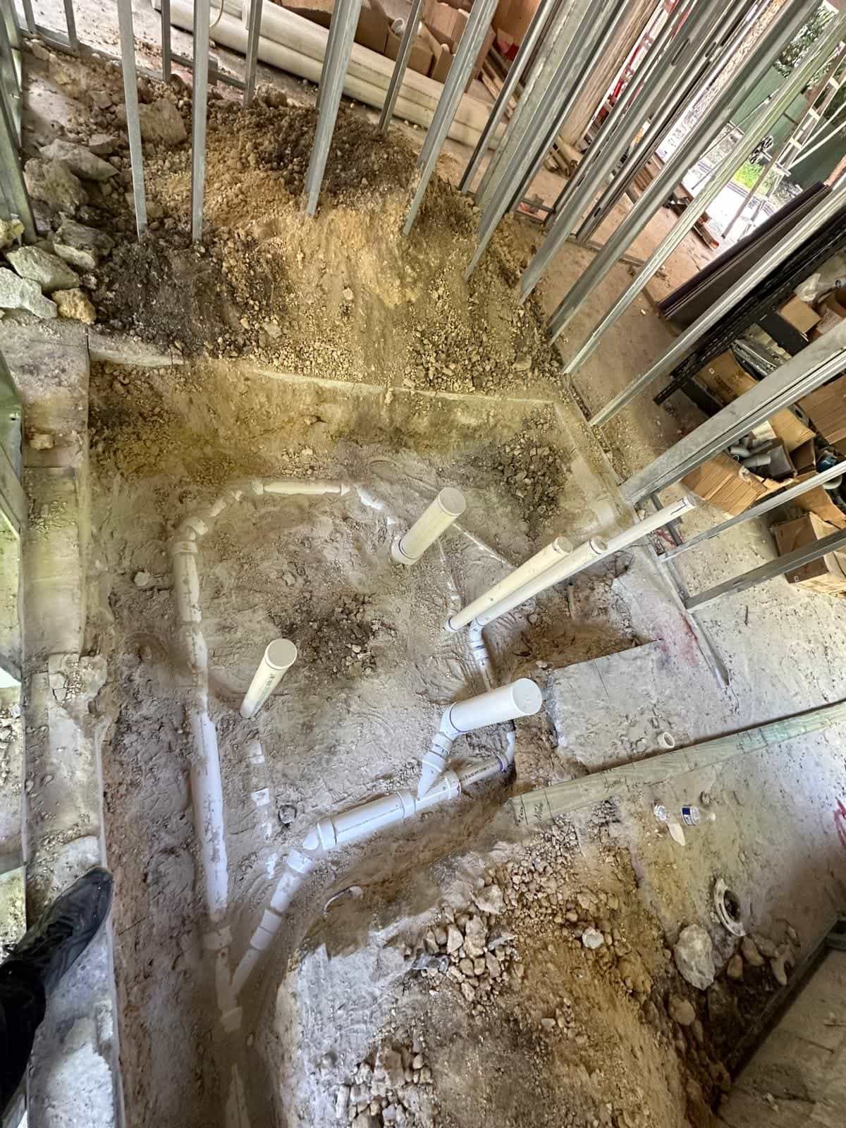 Before and after of a Underground pipe assemply by a plumber in Sweetwater